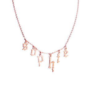 rose gold gothic letters choker necklace