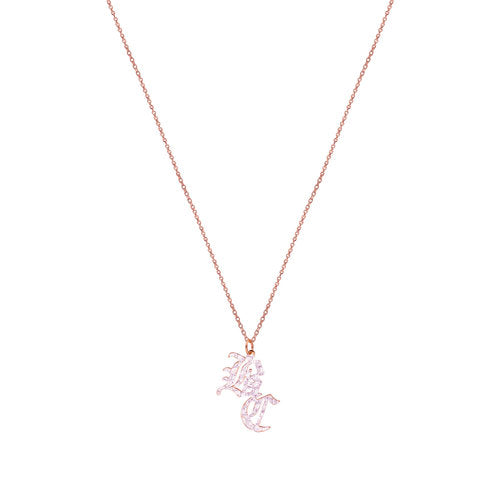 rose gold iced out double old english initial letter necklace