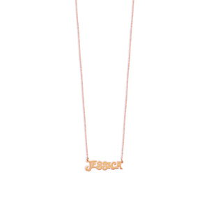 rose gold groovy nameplate necklace