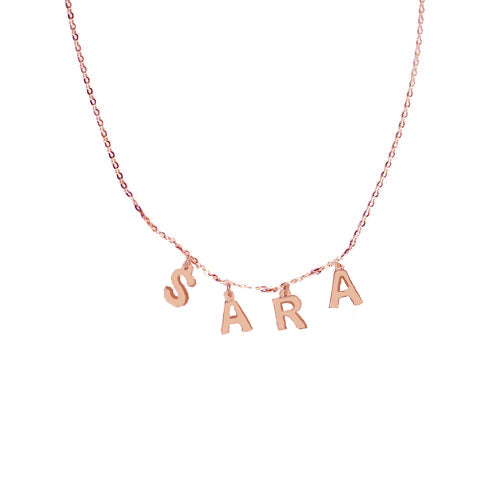 rose gold iced out hanging letter choker necklace