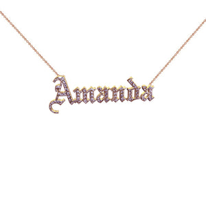 THE GOTHIC NAMEPLATE NECKLACE (GOLD/DIAMONDS)