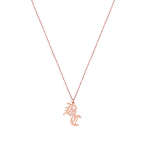 rose gold old english initial necklace