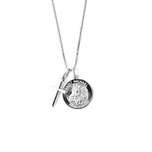 silver st michael cross necklace