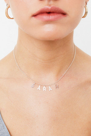 hanging letter name choker necklace