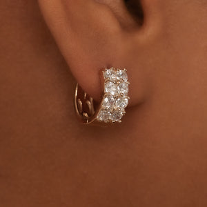 THE EIGHT STONE PAVE' HUGGIE EARRINGS