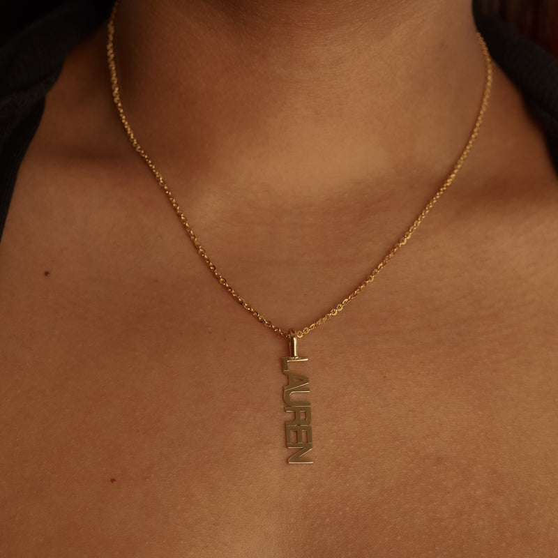 THE VERTICAL BLOCK NAMEPLATE NECKLACE