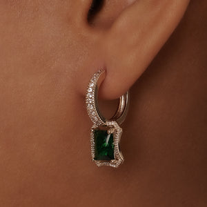THE GREEN EMERALD PAVE' HUGGIE EARRINGS