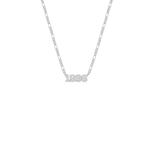 silver birth year custom necklace