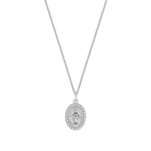 silver mary pendant necklace