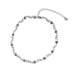 silver rose choker necklace