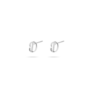 silver initial letter stud earrings