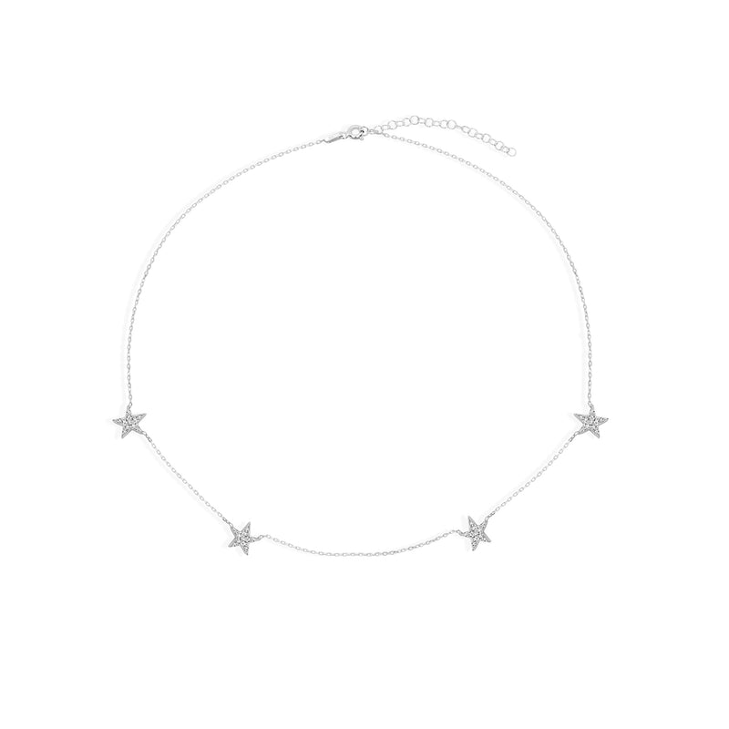 silver pave star necklace