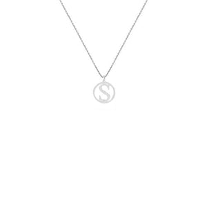 silver circle initial letter necklace