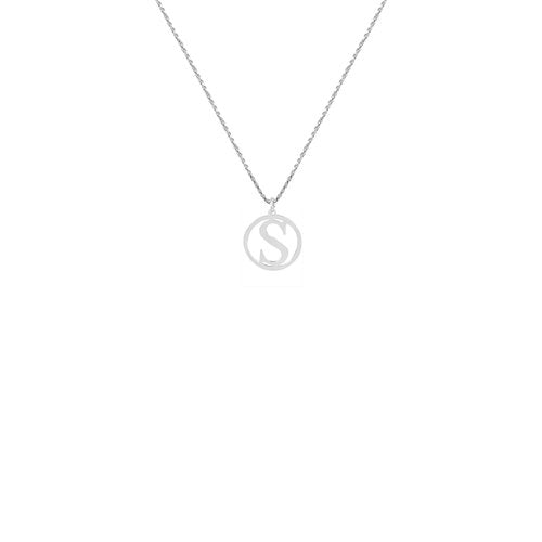 silver circle initial letter necklace