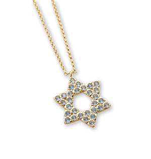 colored stone star of david necklace
