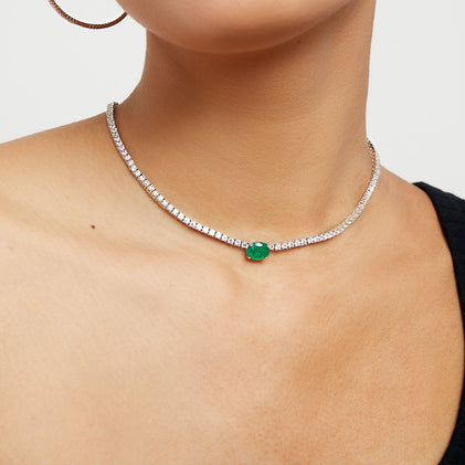THE OVAL COLORED STONE TENNIS NECKLACE (CHAPTER II BY GREG YÜNA X THE M JEWELERS)