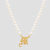THE OLD ENGLISH SINGLE INITIAL PEARL NECKLACE - The M Jewelers