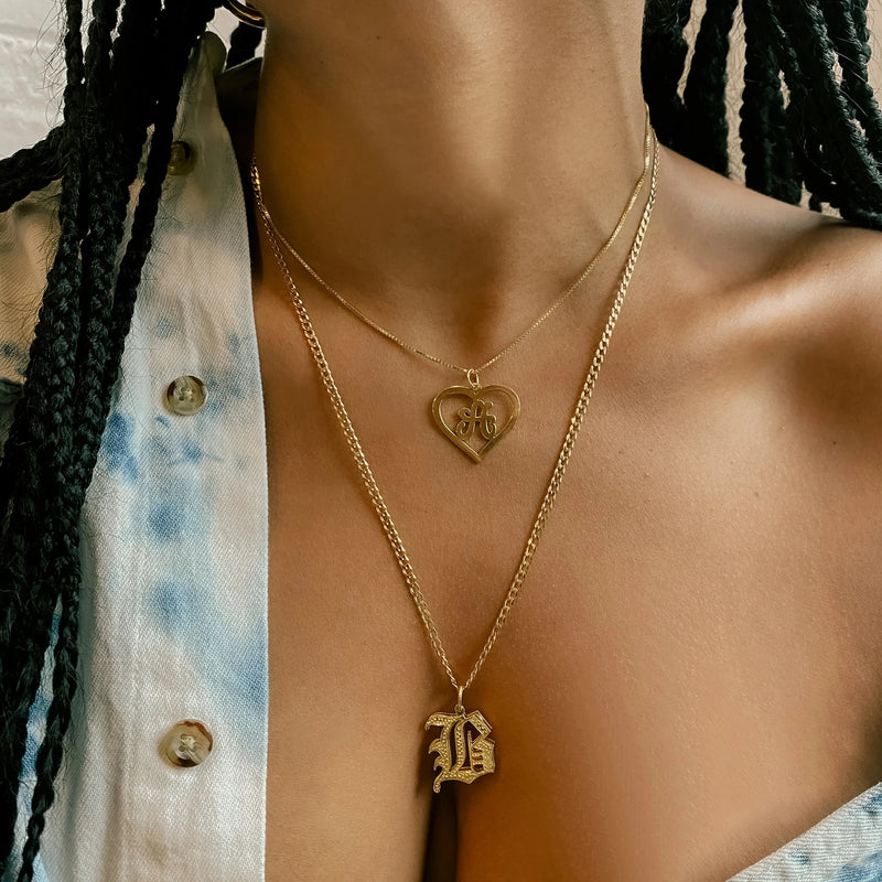 THE CUTOUT SCRIPT HEART PENDANT NECKLACE - The M Jewelers