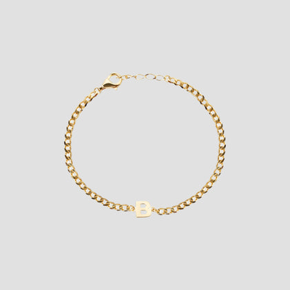 THE SINGLE BLOCK LETTER CURB CHAIN BRACELET - The M Jewelers