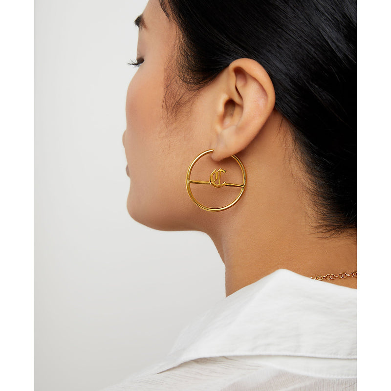 THE MINI GOTHIC INITIAL HOOPS - The M Jewelers