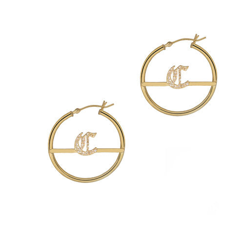 THE MINI GOTHIC INITIAL HOOPS - The M Jewelers