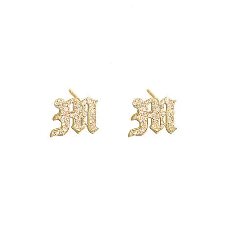 THE GOTHIC INITIAL EARRINGS (UPPERCASE) - The M Jewelers