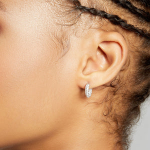 silver pave hoop earrings